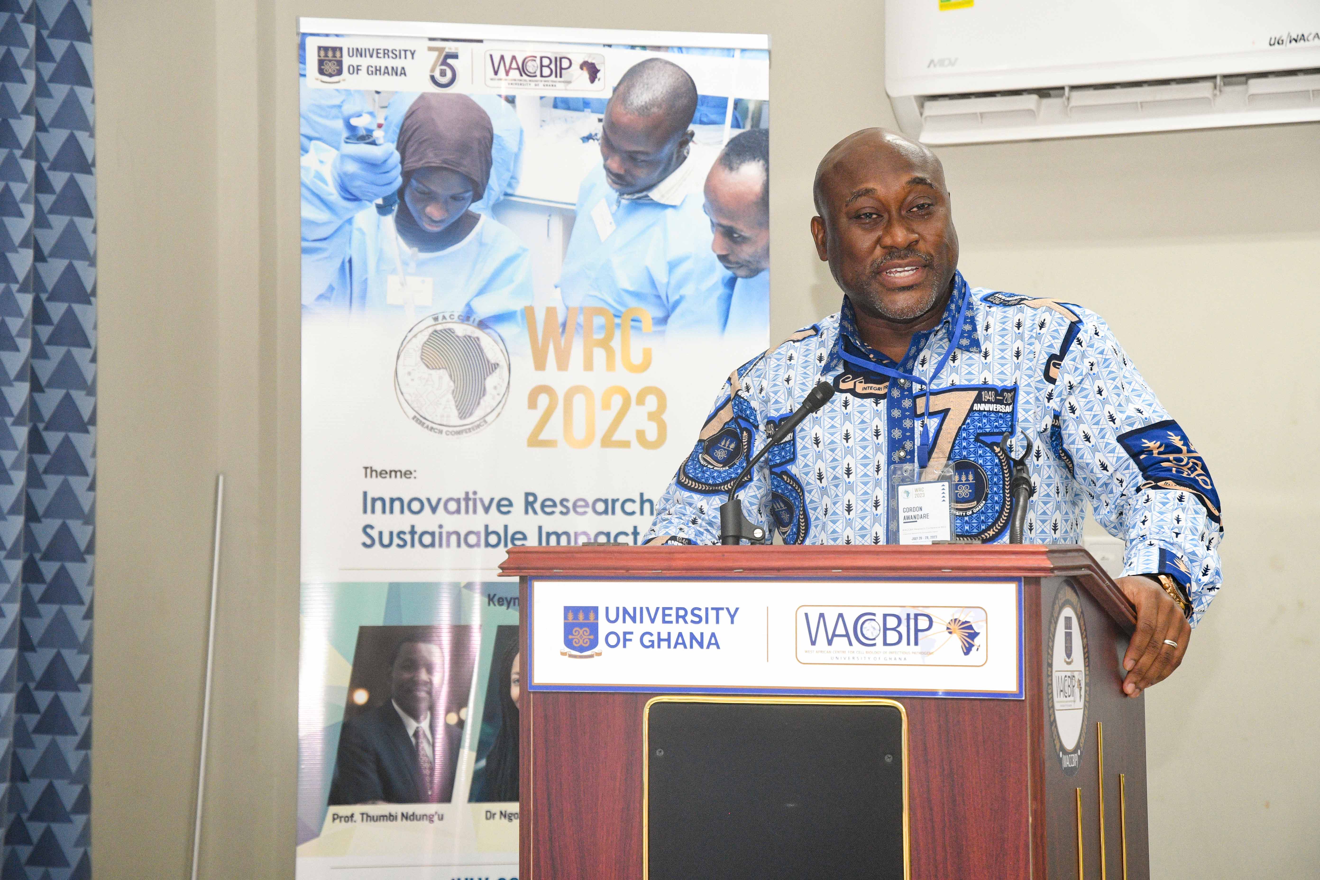 Prof Awandare welcoming participants to WRC2023