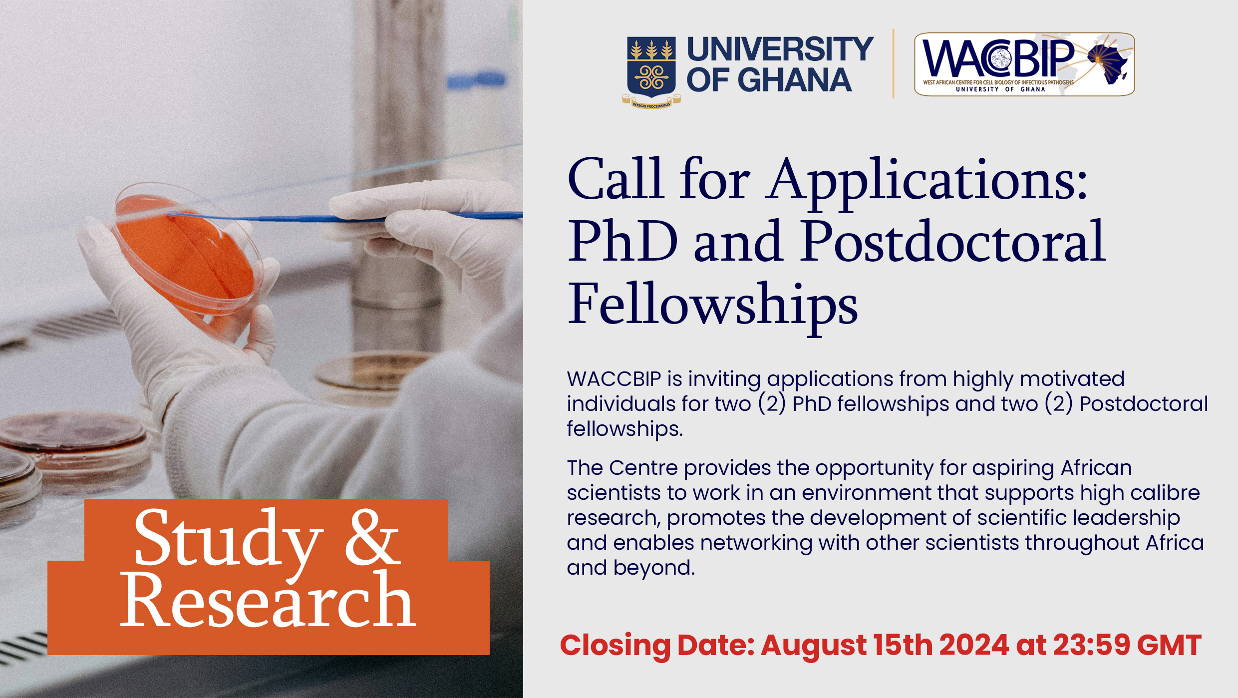 Call for Applications:  PhD and Postdoctoral Fellowships at WACCBIP