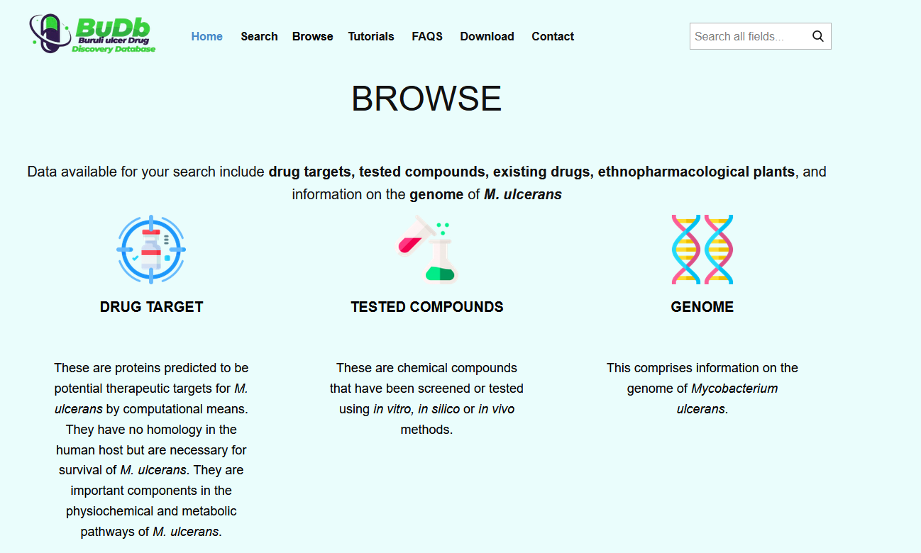 budb webpage snapshot